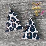 Leopard Printed Wood Tree Earrings