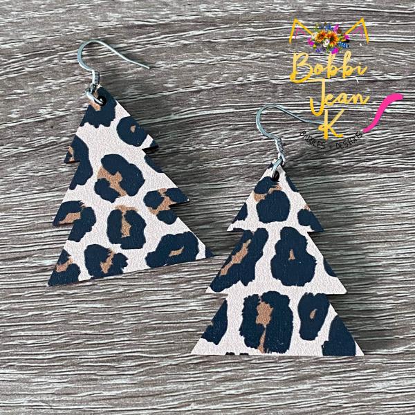 Leopard Printed Wood Tree Earrings picture