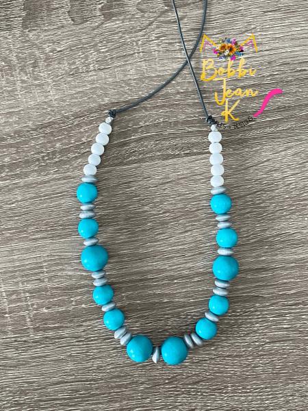 The Everyday Necklace: Turquoise & White picture