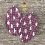 Mini Christmas Trees on Plaid- Leaf Shape