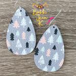 Mini Christmas Trees on Gray- Teardrop Shape