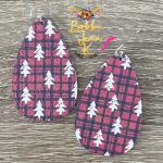 Mini Christmas Trees on Plaid- Teardrop Shape