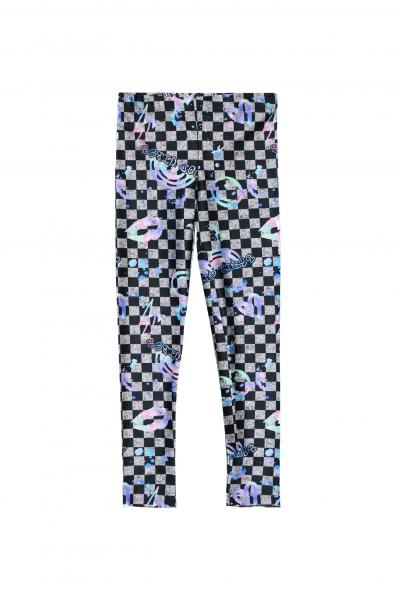 Girl's Leggings- Checkered Emoji picture