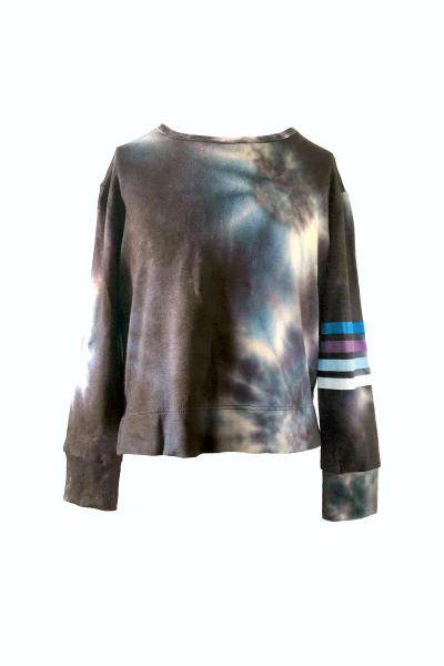 Long Sleeve Step Hem- Black Tie Dye picture