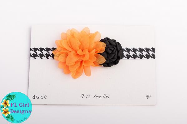 Houndstooth with Orange & Black Flowers / 9-12 months