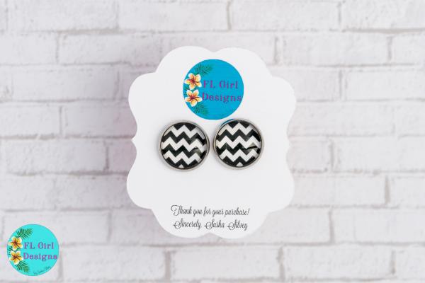 White And Black Chevron Studs