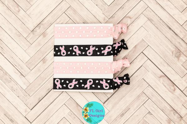Pink Ribbon Hair Ties