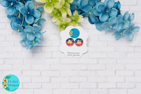 Palm Sunset Glass Stud
