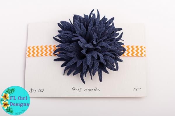 Orange and White Chevron with Large Blue Flower / 9-12 months