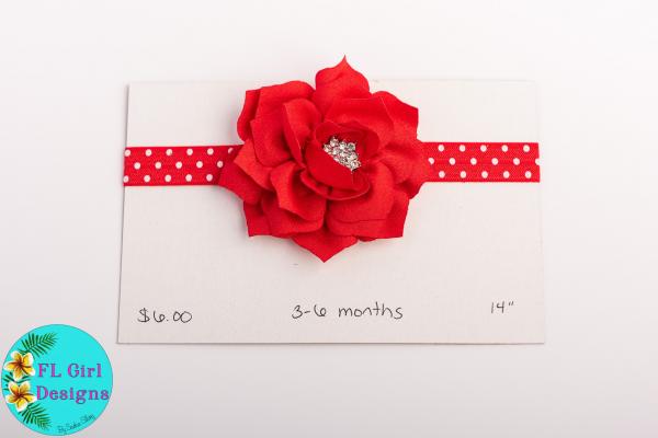 Red and White Polka Dots Red Flower / 3-6 months