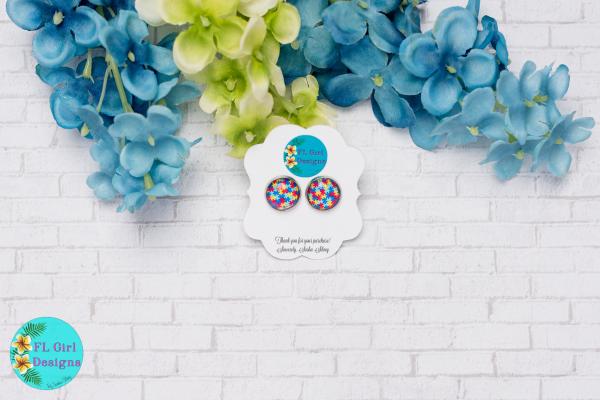 Autism Awareness Glass Stud
