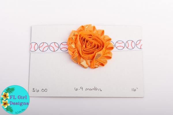Baseball with Orange Flower / 6-9 months