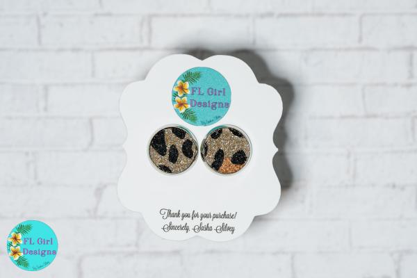 Glitter Leopard Studs