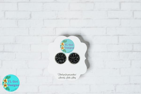 Black Chunky Druzy Stud