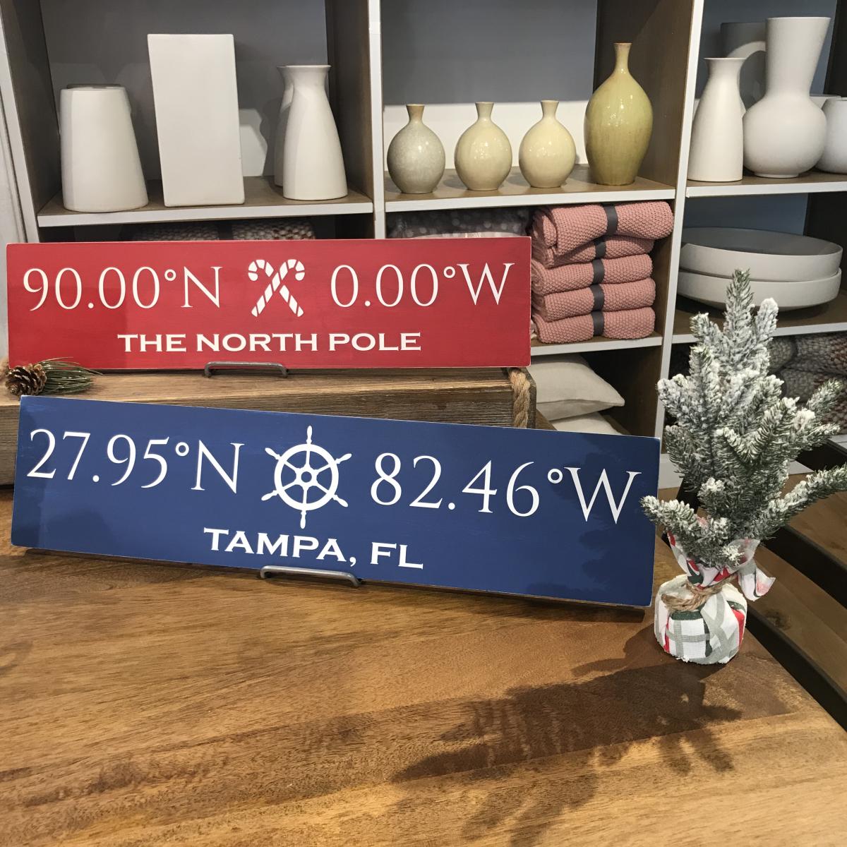 The North Pole Coordinates Handcrafted Wooden Sign picture