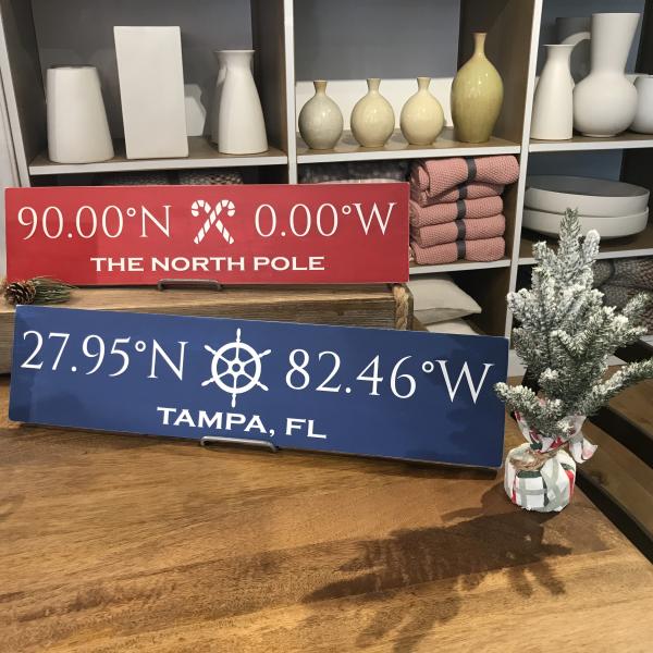 The North Pole Coordinates Handcrafted Wooden Sign picture