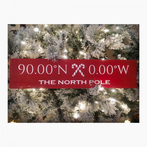 The North Pole Coordinates Handcrafted Wooden Sign picture