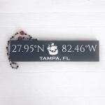 Tampa (Gasparilla) Coordinates Handcrafted Wooden Sign | Pirate Ship | Stone