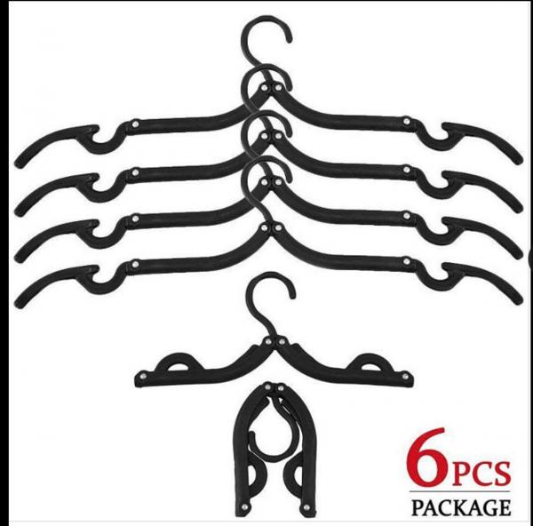 6PK Foldable Travel Hangers - 2 Sizes for Kids & Adults