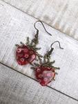 Red millifiore heart earrings
