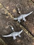 Silver dinosaur earrings