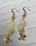Bees and honeycomb earrings