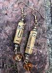 Wooden face earrings