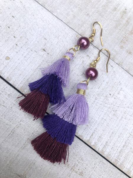 Lavender tassel earrings picture