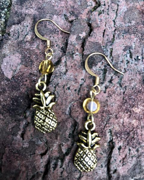 Antique gold pineapple earrings picture