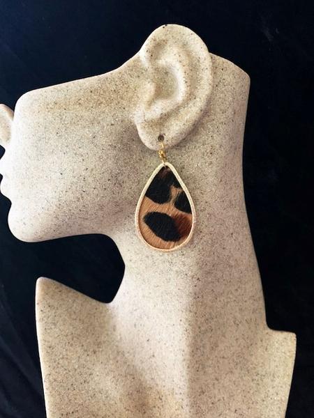 Genuine Leather Leopard Print Earrings