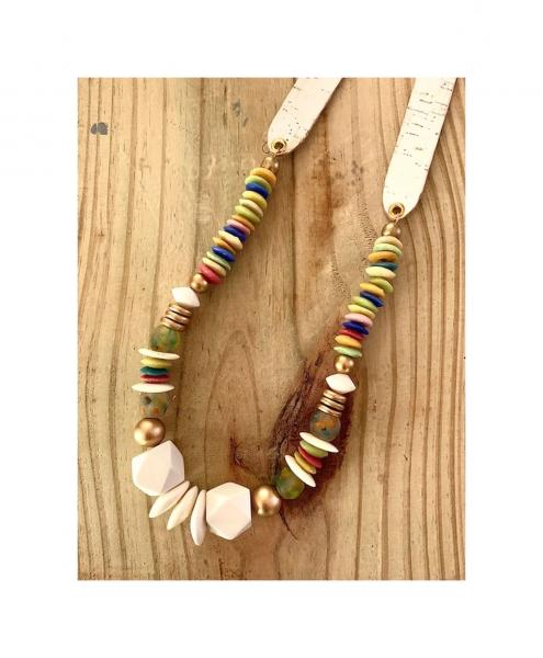 Bright Multi Color African Bone and Recycled Glass Beads Necklace