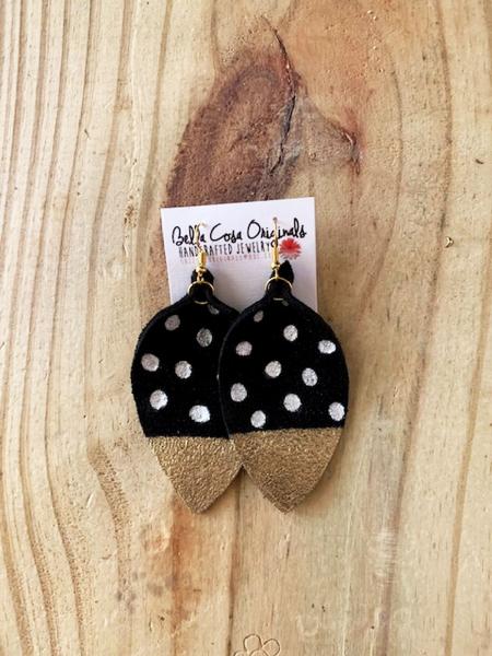 Genuine Leather Earrings with Painted Details