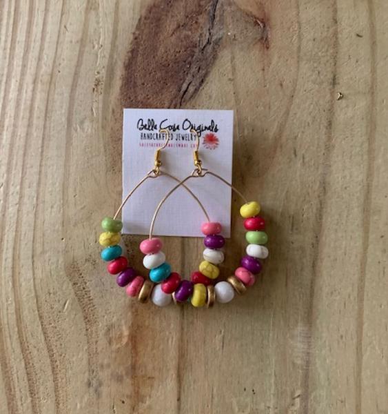 Fun Multi Color Wood Bead Earrings