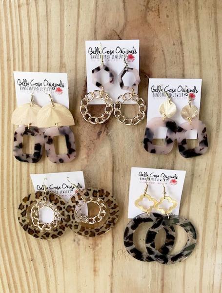 Tortoise Shell and Animal Print Earrings