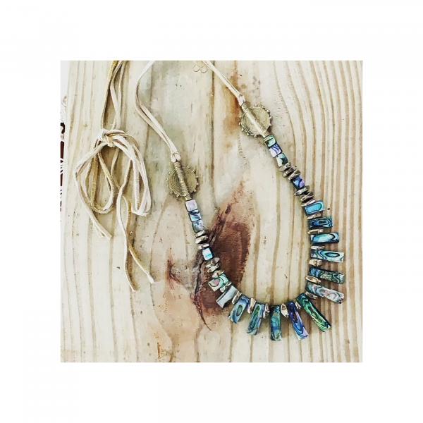 Long Abalone Necklace with Suede Strap