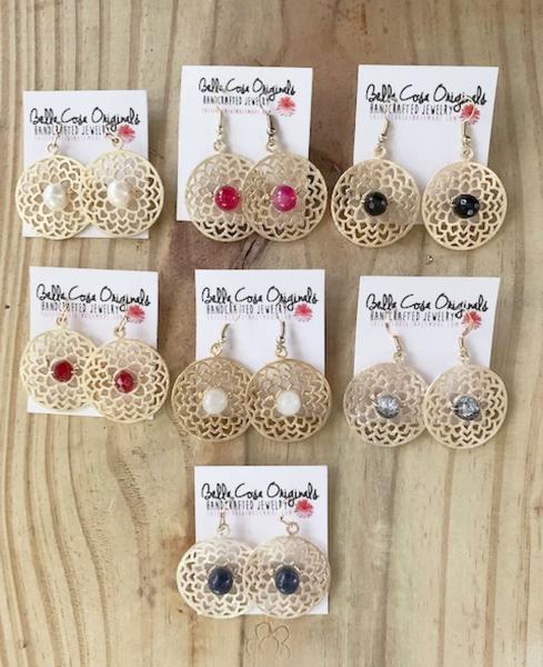 Aztec Sun Earrings with Stones or Pearls