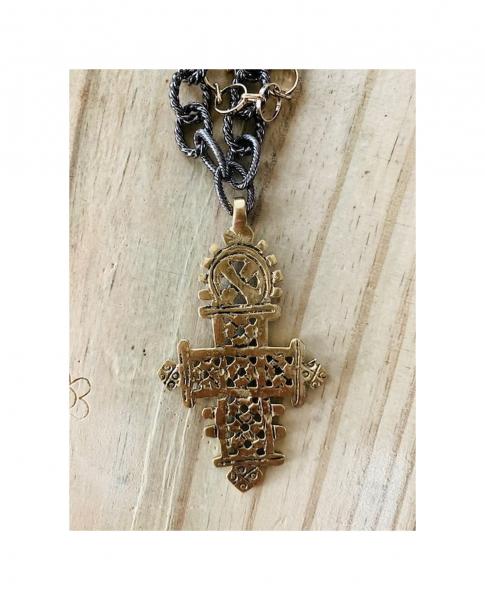 Gold Tone Brass African Cross Necklace picture