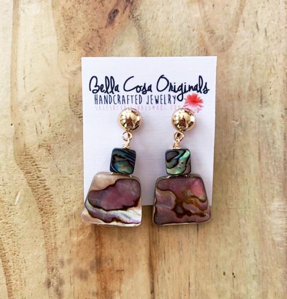 Abalone Clip On Earrings