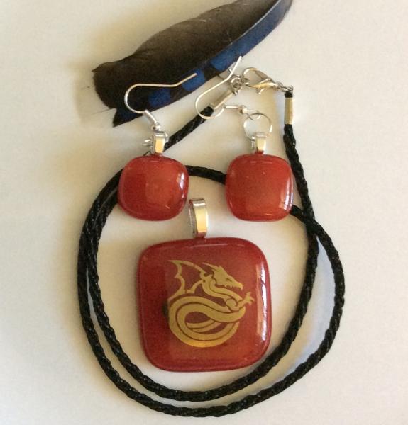 Dragon Fused Glass Jewelry Set picture