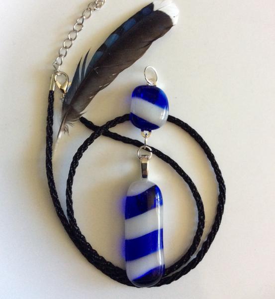 Ravenclaw Gray Fused Glass Scarf Tie Pendant picture