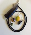 Four Colorweave Fused Glass Pendant Set