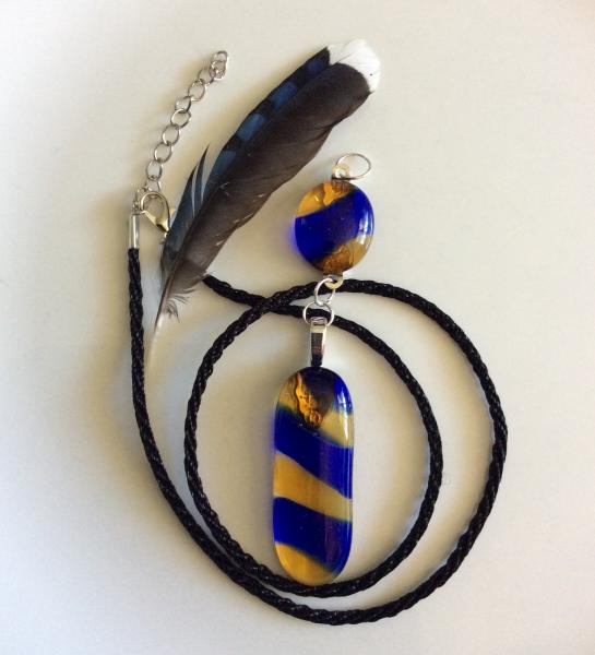 Ravenclaw Gold Fused Glass Scarf Tie Pendant picture