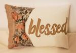 Appliqued Decorative Fall Burlap Sash Pillow-12" x 16" - Pillow Insert Included