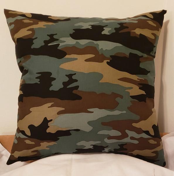 Black, Green, Tan Camouflaged Decorative Pillow - 18" x 18" Pillow Insert Included picture