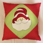 Appliqued Red and Green Santa Decorative Pillow - 18" x 18" Pillow Insert Included