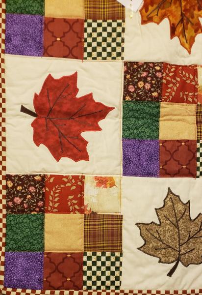 Colorful Fall Leaf Scrappy Table Topper - 23" x 23" picture