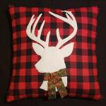 Appliqued Deer Silhouette Christmas Pillow - 18" x 18" Pillow Insert Included