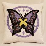 Quilted Decorative Blue and Lavender Butterfly Pillow - 18" x 18" Pillow Insert Included
