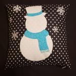 Appliqued Snowman Christmas/Winter Decorative Pillow - 18" x 18" Pillow Insert Included