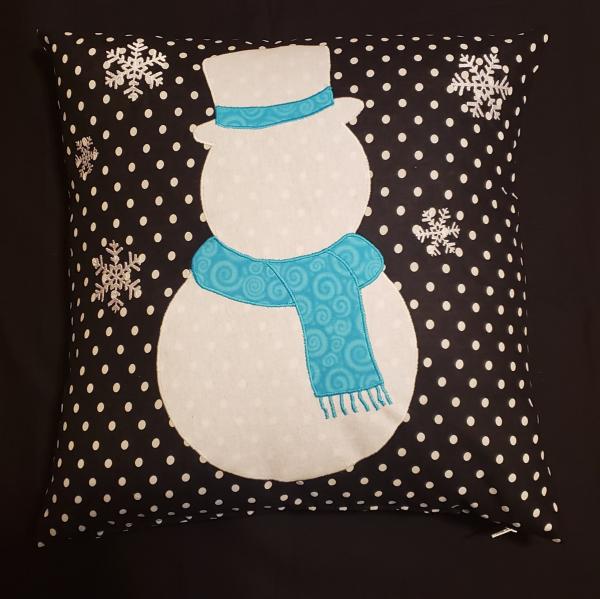 Appliqued Snowman Christmas/Winter Decorative Pillow - 18" x 18" Pillow Insert Included